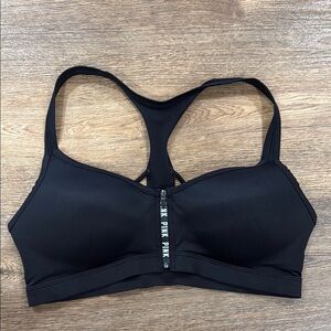 PINK Victoria's Secret Black Sports Bra Racerback Design